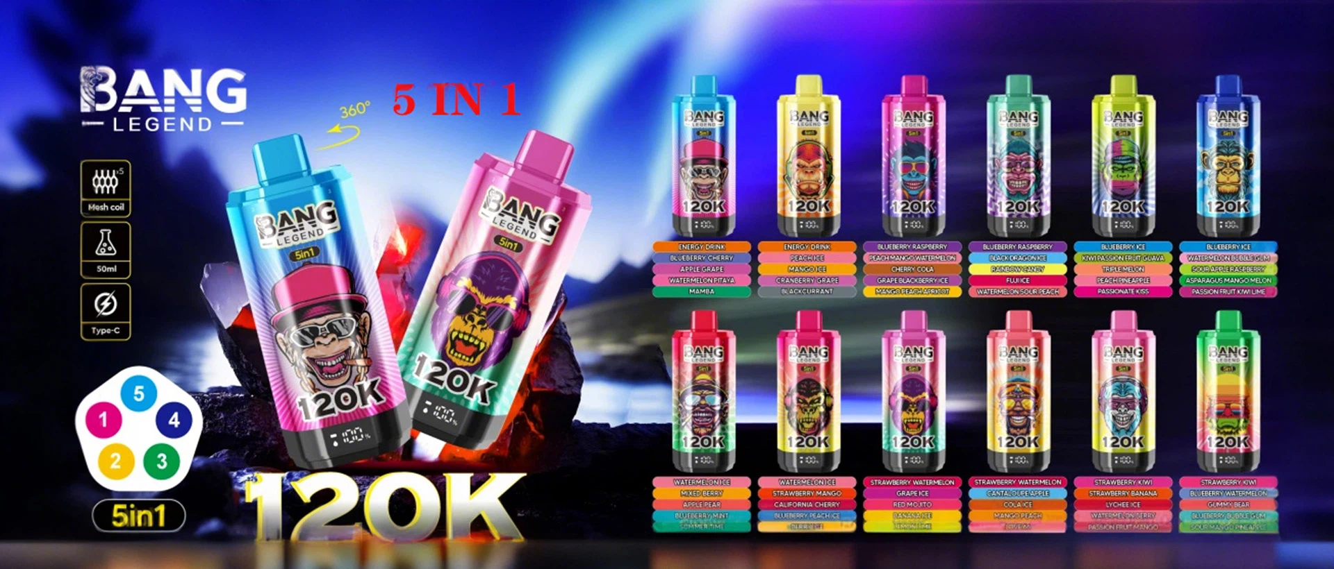 Bang120k puffs 5in1